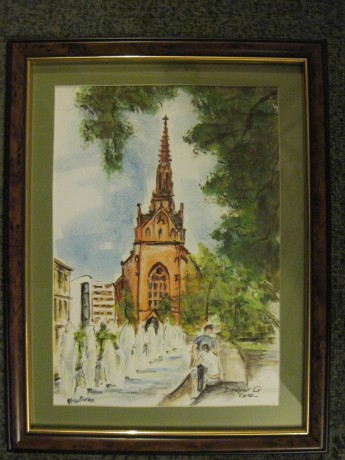 akvarel - Brno - Červený kostel 1